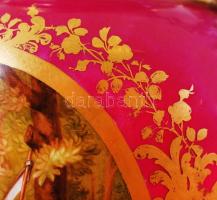 Antik Herendi díszváza mitológiai jelenettel, kézzel festett, váza és a talapzat is jelzett (Cca 190...