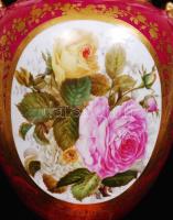 Antik Herendi díszváza mitológiai jelenettel, kézzel festett, váza és a talapzat is jelzett (Cca 190...