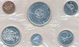 Kanada 1964. 1c + 5c + 10c Ag + 25c Ag + 1$ Ag "Charlottetown" laminált fóliatokban T:1 Canada 1964. 1 cent + 5 cent + 10 cent Ag + 25 cent Ag + 1 Dollar Ag "Québec - Charlottetown" in laminated foil packing C:Unc