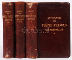 Walch, G.:Anthologie des poetes francais contemporains - Le parnasse et les ecoles posterieures au Parnasse I.-III.; Paris, 1919. Librairie Delagrave. Korabeli aranyozott egészbőr kötésben. Kis hibával. / In full leather binding.