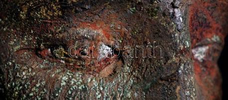 Kun Éva (1948-): Álmodozó. Raku kerámia, kézzel festett, jelzett, hibátlan, m:67 cm