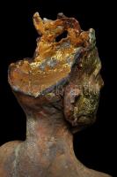 Kun Éva (1948-): Álmodozó. Raku kerámia, kézzel festett, jelzett, hibátlan, m:67 cm