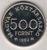 1992. 500Ft Ag "Károly Róbert" T:PP Plüss díszdobozban!