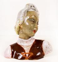 Jelzés nélkül: Art deco női büszt. Kézzel festett, apró lepattanásokkal, m:24 cm