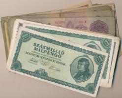 50db vegyes bankjegy a pengő és a korona időszakból T:vegyes