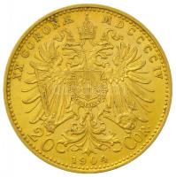 Ausztria 1904. 20K Au "Ferenc József" (6,76g/0.900) T:2
Austria 1904. 20 Corona Au "F...