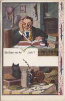 'Ein Gruss von der Bude' German academic postcard, Studentica