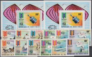 1974 100 éves az UPU fogazott + vágott felülnyomott sor + felülnyomott bélyegek blokk formában Mi 53...