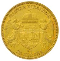 1893KB 20K Au "Ferenc József" kis király (6.78g/0.900) T:2 
Hungary 1893KB 20 Korona Au &q...