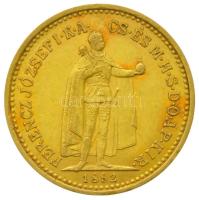 1892KB 10K Au "Ferenc József" (3.38g/0.900) T:2 Hungary 1892. 10 Korona Au "Franz Joseph I" Kremnitz (3.38g/0.900) C:XF Huszár: 2200., Adamo K8