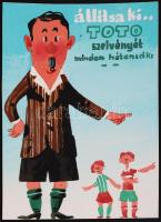 Vajda Lajos (1922-2008): Toto, plakát terv. Vegyes technika, papír, jelzés nélkül, 14×10 cm