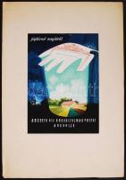 Vajda Lajos (1922-2008): Jégkárod megtérül, plakát terv. Vegyes technika, papír, hátán jelzett, 16×12 cm