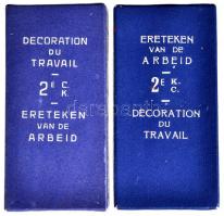 Belgium 1958. "Munka Kitüntetés, ezüst fokozat" ezüstözött, zománcozott kitüntetés mellsza...