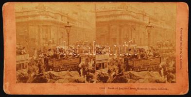 1897 Londoni forgatag omnibusszal. Sztereofotó / London omnibus stereo photo