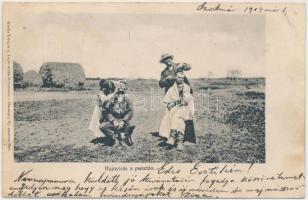 Hortobágy, Hajnyírás a pusztán, kiadja Telegdy K. Lajos utóda (ázott / wet damage)
