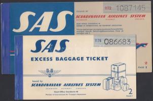 1958 SAS légitársaság repülőjegy + túlsúly jegy