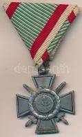 1942. "Tűzkereszt I. fokozata" bronzozott cink kitüntetés mellszalaggal T:2- hiányzó karika Hungary 1942. "Hungarian Fire Cross 1st class" brass-plated zinc decoration with ribbon C:VF NMK 443