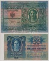 1912-1913. 20K + 100K csehszlovák felülbélyegzéssel T:II-,III