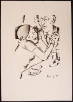 Molnár C. Pál (1894-1981): Szerelmesek. Kis szériás ofszet-karton, 29x21 cm