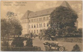 Ungvár, Polgári iskola / school, automobile (EK)