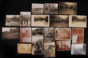 1880-1920 19 db érdekes katonai fotó, nagyrészt feliratozva az I. világháborúból, több fotón IV. Károly király szemléje a fronton / Military photos. Many of them with King Charles