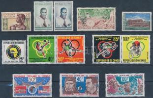 Congo-Brazzaville 13 diff. stamps with 3 diff. sets, Kongó-Brazzaville 13 klf bélyeg, közte 3 klf sor