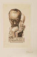 Horváth Endre (1896-1954): Ex libris, Az én könyvem. Rézkarc, papír, jelzett, 13×8 cm