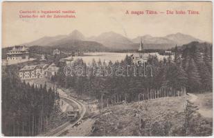 Tátra, Csorba-tó, fogaskerekű vasút, kiadja Divald Károly / lake, funicular (EK)