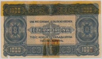 1923. 1000K T.W. nyomdahely jelöléssel és "8 FILLÉR - NYOLC FILLÉR" felülnyomással T:IV ra...