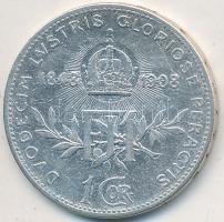 Ausztria 1908. 1K Ag "Jubileum" T:2- Tanúsítvánnyal Austria 1908. 1 Corona Ag "Jubilee" C:VF With certificate