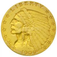 Amerikai Egyesült Államok 1909. 2-1/2$ Au "Indián fej" (4,15g/0.900) T:2 USA 1909. 2-1/2 Dollars Au "Indian Head" (4,15g/0.900) C:XF Krause KM# 128