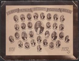 1932 Herka Gy. István rendező dedikálásával az Ujpesti Munkás Otthon Műkedvelő (színész) Gárdája, 31 nevesített portréval, 11x14 cm