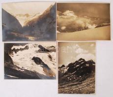 1930. július, Bíró Pál felvételei az Alpokból, egyik kép feliratozva, aláírva, 4 db hegyi tájkép, 12x17 cm