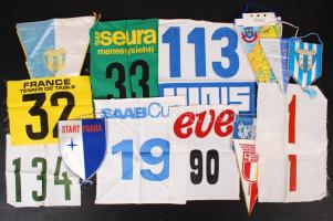 cca 1960-1980 Magos Judit asztaliteniszező tétele, textil sportzászlók (14 db), sport és családi fotók (250 db), a családnak írt képeslapok (9), újságkivágások (4 db), kfl méretben