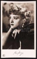 Kiss Manyi (1911-1971) Jászai Mari-díjas színésznő nyomtatott aláírása fotóképeslapon