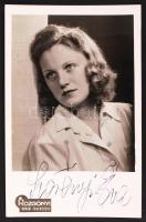 Szörényi Éva (1917-2009) színművésznő aláírása az őt ábrázoló fotón