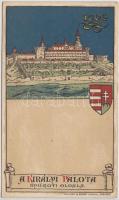 Budapest 1602 A királyi palota nyugati oldala; címer, Geittner és Rausch kiadása
