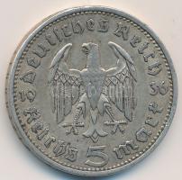 Német 3. Birodalom 1936A 5M Ag "Hindenburg" T:VF German Third Reich 1936A 5 Mark Ag "Hindenburg" C:VF