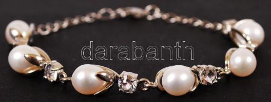 Gyöngy és kristály díszítésű karkötő, h: 18 cm / bracelet