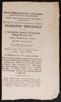 1831 Rátz András: Ágazatos theologia c. könyvének előfizetési felhívása a Füskuti Landerer nyomdától