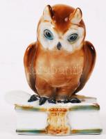 Zsolnay kézzel festett bölcs bagoly porcelán figura, hibátlan, jelzett, m: 16 cm