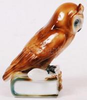 Zsolnay kézzel festett bölcs bagoly porcelán figura, hibátlan, jelzett, m: 16 cm