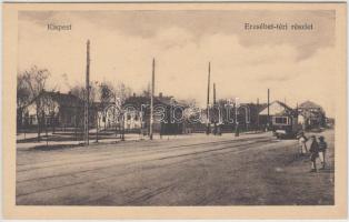 Budapest XIX. Kispest, Erzsébet tér, villamos, Thienschmiedt E. kiadása