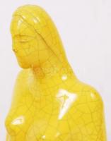 Gorka Géza (1895-1971): Ülő lány. Repesztett mázas kerámia figura, hibátlan, apró piros festéknyomma...