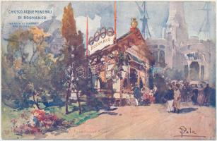 1906 Milan, Milano, Esposizione; chiosco acque minerali di Bognanco / expo, Bognanco mineral water pavilion, artist signed