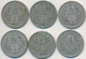 Ausztria 1893-1901. 1K Ag (6x) T:3 Austria 1893-1901. 1 Corona Ag (6x) C:F