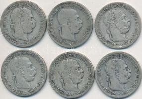 Ausztria 1893-1901. 1K Ag (6x) T:3
Austria 1893-1901. 1 Corona Ag (6x) C:F