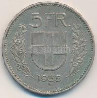 Svájc 1935B 5Fr Ag T:2- Switzerland 1935B 5 Francs Ag C:VF