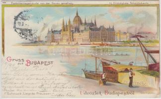 1899 Budapest V. Országház, hajó, litho (b)