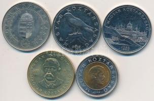 2003. 20Ft "Deák" + 2004,2006,2007. 50Ft (3xklf) + 2002. 100Ft "Kossuth" T:2